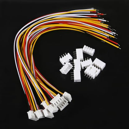10Pairs JST-XH Connector Kit, XH 2.54mm 4 Pin Header Male and Female Connectors Plug Adapter with Flat Wire Cable 200mm 26AWG Compatible with JST XH (4P) - color: 4P