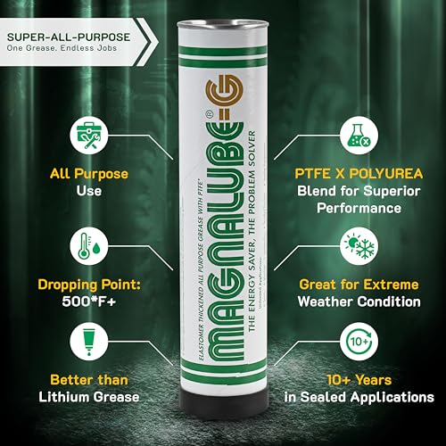Magnalube-G General All Purpose Grease - Waterproof, Corrosion Resistant PTFE Lubricant for Bearings and Axles to Fishing Rods - 14.5oz Multi-Purpose Canister Tube for Grease Gun - 8 Pack - size: 8