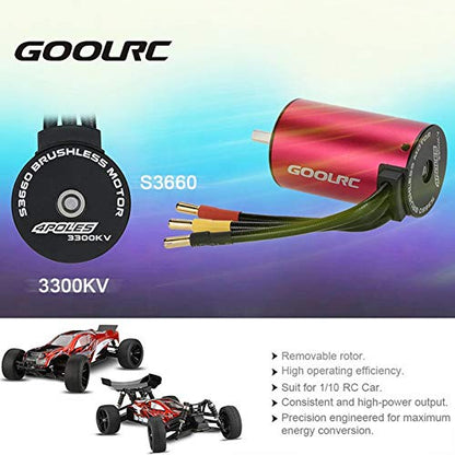 GoolRC Brushless Motor S3660 3300KV Sensorless Brushless Motor 60A Brushless ESC and Programming Card Combo Set for 1/10 RC Car Truck