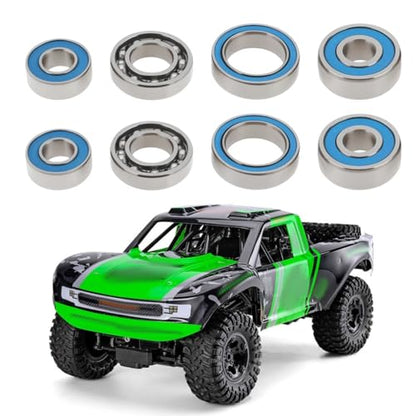 16PCS RC Off-Road Car Front and Rear Bearings Kit 5x11x4 mm 7x14x3.5mm Open 5x14x5mm 10x15x4mm Compatible with Axial SCX10.2 SCX10 II Ar44