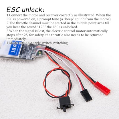 ZORZA 1Pcs Bidirectional 10A Brushed ESC with Mid-Position Brake PWM Compatible for 2S-4S Batteries RC Brushed Motor Speed Controller for DIY Boats Tanks Cars