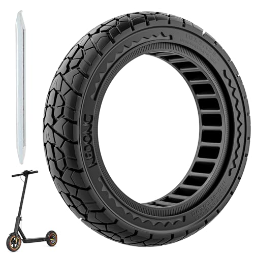 Cooryda 10X2.125 Off Road Tire for Electric Scooter Ninebot F20/F30/F40/F65, 10 inch Solid Rubber Tires for Front And Rear Solid Electric Scooter Tire Tubeless(Black 1pc)