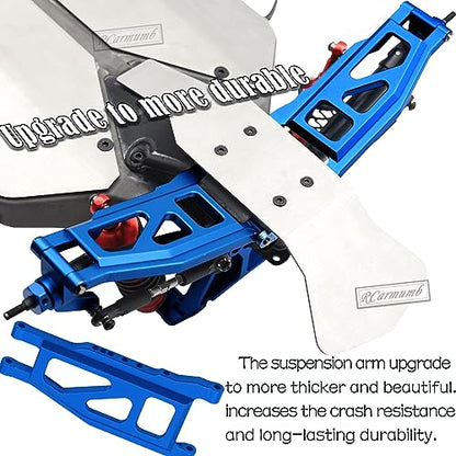 RC Upgrades Part for 1/10 Slash Stampede 4x4 (VXL),Alloy Front Rear Suspension Arm,Driveshaft,Caster Block,Steering Blocks,Rear Stub Axle Carriers,Shock Tower Set,Hex Hub Adapters,Navy Blue - color: Navy Blue(with Cvd)