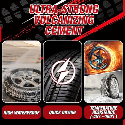 Vulcanizing Cement 8.5Oz, All Purpose Tire Repair Glue, Fast-Dry Rubber Cement Glue with Brush, Heavy Duty Tire Patch Kit for Car, Motorcycle, Bike Tires