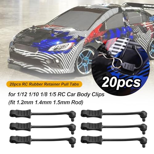HobbyPark 20pcs RC Rubber Retainer Pull Tabs for 1/12 1/10 1/8 1/5 RC Car Body Clips (fit 1.2mm 1.4mm 1.5mm Rod) - size: fit 1.2mm 1.4mm 1.5mm Rod