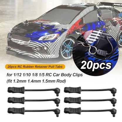 HobbyPark 20pcs RC Rubber Retainer Pull Tabs for 1/12 1/10 1/8 1/5 RC Car Body Clips (fit 1.2mm 1.4mm 1.5mm Rod) - size: fit 1.2mm 1.4mm 1.5mm Rod