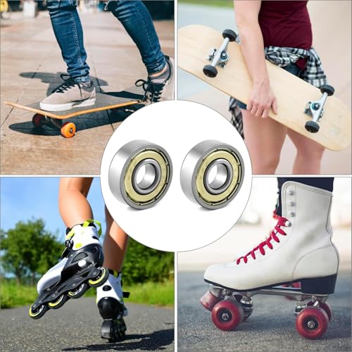 YAMASO 20Pcs 608ZZ Ball Bearings Bearing Steel and Metal Double Shielded Miniature Deep Groove Ball Bearings (8mm x 22mm x 7mm)