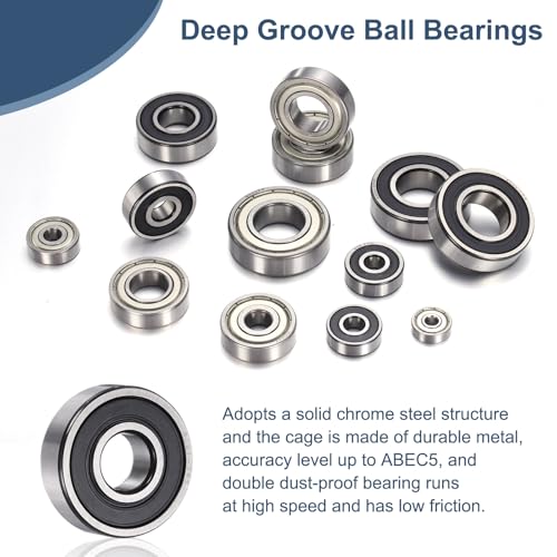 uxcell 6 Pack 6201ZZ Deep Groove Ball Bearings, 12x32x10mm Chrome Steel Double Shield Bearing for Electric Motor, Home Appliances, Garden Machinery, (ABEC5) - size: 6201ZZ