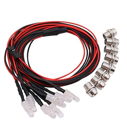 8Leds LED Light Headlights Lighting Taillight Kit Accessories Lights Compatible with traxxas HSP RC4WD Tamiya Redcat Axial SCX10 RC Car Crawler Truck Tank,5mm(2 White + 2 Red+ 4 Orange)