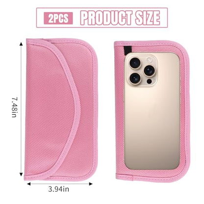 2PCS Faraday Bag for Phones and Car Keys, Keyless Entry RFID Signal Blocking Bag Key Fob Protector, Anti-Theft Faraday Pouch for Cell Phone Privacy Protection, Signal Shielding (Pink) - color: Pink