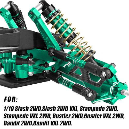for Aluminum Upgrades Parts 1/10 Rustler 2WD(VXL)/Slash 2WD(VXL)/Stampede 2WD(VXL)/Bandit 2WD(VXL),Front Steering Block Knuckles&Rear Hubs&C-Hubs Caster Blocks Hops Up,Green