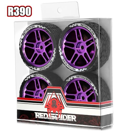 REDSPIDER RC Soft Rubber 1/10 On Road Tires 4PCS for Traxxas 4 Tec 2.0 Tamiya TT01 XV01 Kyosho WR8 Sakura WLtoys HPI HSP 1:10 RC Scale Touring On Road Racing Car Wheel Rims (Silvery) - color: Silvery