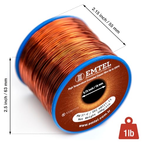 Emtel 18 AWG - 1 lb (202 feet) 99.9% Pure Copper Wire, Enameled Magnetic Wire for Motor, Transformer, Magnetic Coil, & Electroculture Gardening, Winding Magnet Wire - 220°C (428°F) Thermal Class - style: 18 AWG