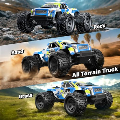 RC Cars 1:18 Scale 4WD Off-Road Fast Monster Truck, 36KPH High Speed Remote Control Car, Oil-Filled Shocks, Dual Body Shells, Portable for Outdoor Fun, 7.4V 1500mAh Batteries, 2.4GHz RC Truck