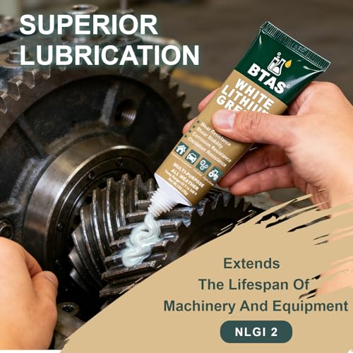 BTAS White Lithium Grease for Car Door,Bearings & Gears Lubricant Grease,Garage Door Tracks Hinges and Sliding Mechanisms, Highly Versatile for Automotive, Marine, Industrial and Home use NLGI 2 1 oz - size: 1 oz