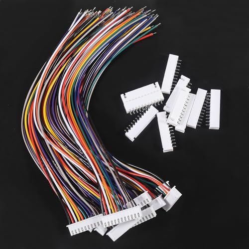 10Pairs JST-XH Connector Kit, XH 2.54mm 11 Pin Header Male and Female Connectors Plug Adapter with Flat Wire Cable 200mm 26AWG Compatible with JST XH (11P) - color: 11P