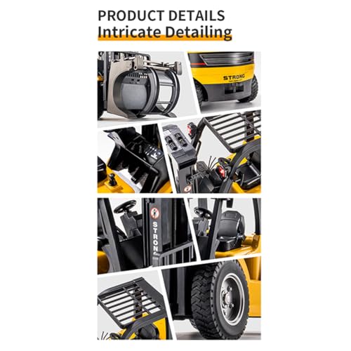 1577 1/10 RC Forklift with Trailer, 2.4G Proportional Alloy 1577 Remote Control Forklift with Liftable Fork/Grabber Attachment, RC Engineering Vehicle, Gift Collectibles - style: 1/10 RC Forklift with Trailer