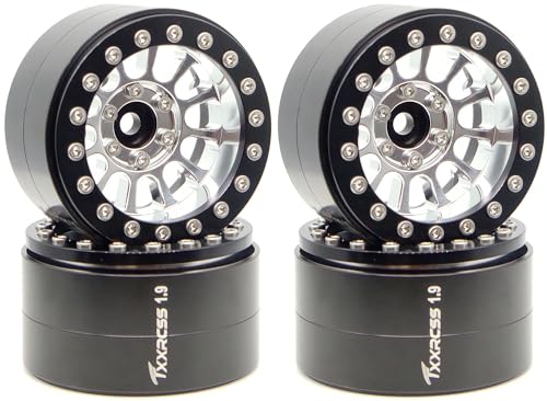 152g Super Heavy Duty RC 1.9 Beadlock Wheels Offsets -6mm Rims Hex 12mm Wheel for TRX4 TRX6 SCX10 Gen8 1/10 RC Crawler Remote Control Car Upgrades Accessories (Silver & Black) - color: Silver & Black