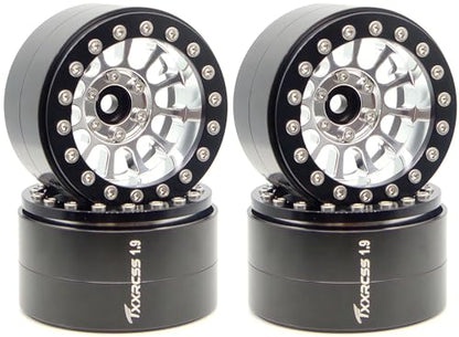 152g Super Heavy Duty RC 1.9 Beadlock Wheels Offsets -6mm Rims Hex 12mm Wheel for TRX4 TRX6 SCX10 Gen8 1/10 RC Crawler Remote Control Car Upgrades Accessories (Silver & Black) - color: Silver & Black