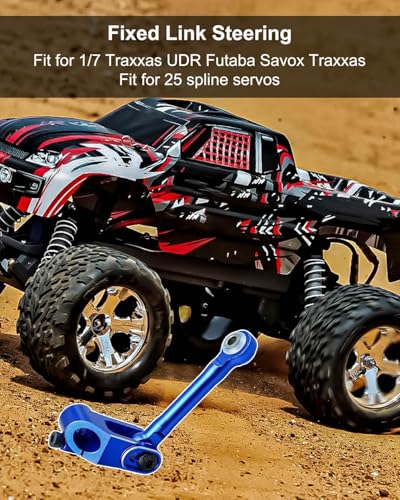 Fixed Link Steering Fit for 1/7 Traxxas UDR Futaba Savox Traxxas, 25t Arm | Aluminum, Upgrade Part 25T Servo Horn & Steering Link Tie Rod