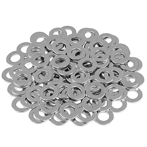 HELIFOUNER 100 Pieces M8 Flat Washers, 304 Stainless Steel, Inner Diameter 8mm, Outer Diameter 16mm, Thickness 1.5mm, Fender Washers, Metal Washers for Screws Bolts - size: M8