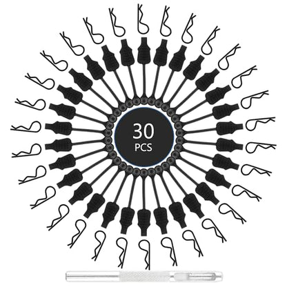 30-Pack 1.4mm RC Cars Body Clips with Pull Tabs for Universal 1:8 1:10 Scale Remote Control Trucks & 1 PCS Hole Puncher Reamer for RC Body Shell Drills Tool - color: 1.4mm