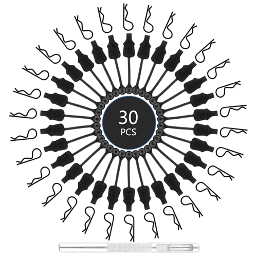 30-Pack 30 Pieces 1.2mm RC Cars Body Clips with Pull Tabs for 1:10 1:12 Traxxas Arrma Redcat Axial Losi HSP HPI Kyosho Trucks Upgrades & 1 PCS Hole Puncher Reamer for Body Shell Drills Tool - color: 1.2mm
