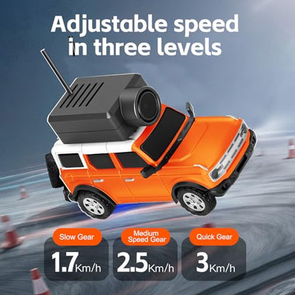 Wltoys 1:64 FPV RC Drift Car, 720P WiFi APP, 2.4GHz Gyro, Orange | HD Zero‑lag Camera, 3 Speeds & Suspension. Dual LED Lights. Smooth on Carpets/Tiles. APP Photo/Video/VR for Hobbyists - color: Orange