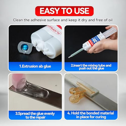 Clear AB Epoxy Glue, 30-Min Waterproof Multipurpose Repair Adhesive 1.76oz | Clear epoxy bonds metal, plastics, PVC, wood, ceramic & fiberglass; ideal for tile, pipe, fishing rod & golf club repair