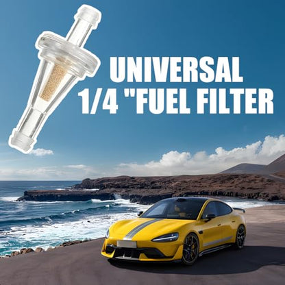 HZEL 10PCS 1/4" Car Fuel Filters, Clear Small Vehicle Engine Inline Gas Filters, Automotive Oil Filtering Replacement Accessories for Dirt Bike UTV Snowmobile with 1/4 Inch Fuel Lines