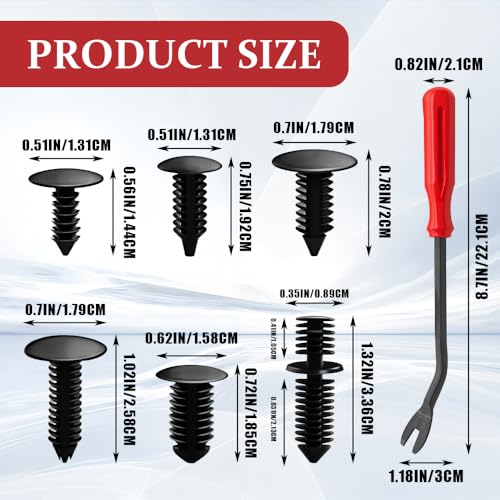 146PCS Bumper Retainer Clips, Automotive Clips, Nylon Bumper Rivet Clips with Bonus Fastener Remover, Car Accessories Most Popular Sizes Auto Push Pin Rivets Set for Most Vehicles