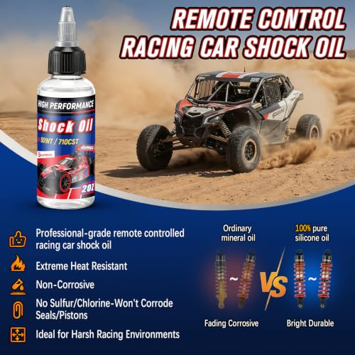 1 Bottles Racing Silicone Shock Oil 50WT 710CST | RC Car Shock Oil for Lubricating R/C Radio Controlled Cars and All Types of Vehicles, RC Shock Oil, Does Not Evaporate - style: 50wt 710cst