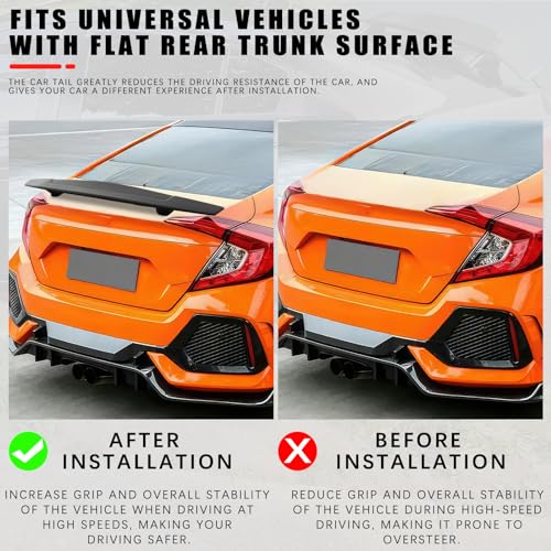 JMTBNO 46Inch Universal Rear Spoiler, Black Sport Style Racing Spoiler Truck Wing Lightweight,Rear Trunk Spoiler Wing Lid Tail Deck Spoiler Fit for Sedan Coupe Hatchback - color: Matt Black