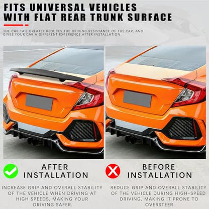 JMTBNO 46Inch Universal Rear Spoiler, Black Sport Style Racing Spoiler Truck Wing Lightweight,Rear Trunk Spoiler Wing Lid Tail Deck Spoiler Fit for Sedan Coupe Hatchback - color: Matt Black