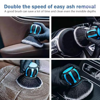 Car Interior Brush, Soft Bristles with Storage Rack, Car Beauty Tools, Car Detailing Brush Kit, Suitable for Most Cars (Blue) - color: Blue