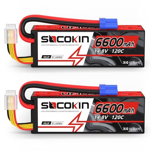 4S 6600mAh Lipo Battery 14.8V 120C Lipo Battery with EC5 Connector Hard Case for RC Car Truck Tank RC Buggy Truggy RC Model Racing Hobby