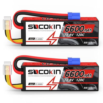 4S 6600mAh Lipo Battery 14.8V 120C Lipo Battery with EC5 Connector Hard Case for RC Car Truck Tank RC Buggy Truggy RC Model Racing Hobby
