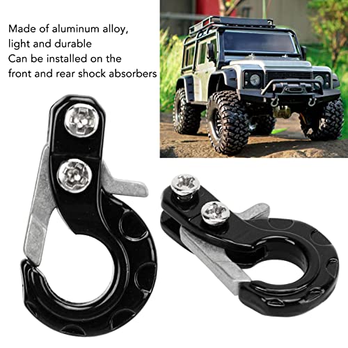 RC Winch Trailer Hook Set 2Pcs, 0.9x0.5in/2.3x1.3cm | Aluminum Alloy | 1/10 Crawler Truck | SCX10 D90 Compatible | Simulation Design | RC Car Accessory(Black) - color: Black