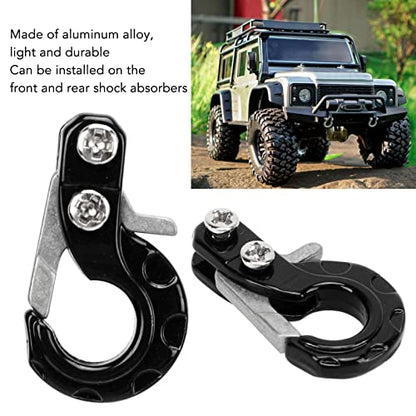 RC Winch Trailer Hook Set 2Pcs, 0.9x0.5in/2.3x1.3cm | Aluminum Alloy | 1/10 Crawler Truck | SCX10 D90 Compatible | Simulation Design | RC Car Accessory(Black) - color: Black