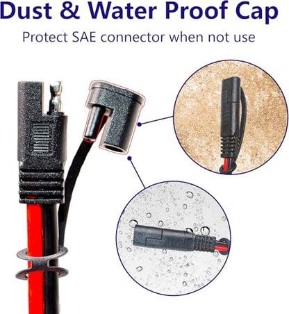 BFXM 10AWG 3.3FT SAE Connector Extension Cables with 15& 20A Fuse | 2 Pin SAE to O Ring Terminal Quick Disconnect Harness for Car, Motorcycle, Solar Panel - color: 10awg3.3ft*1