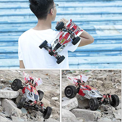 GoolRC WLtoys 144001 RC Car, 4WD 2.4GHz 60km/h High Speed Remote Control Car Off-Road RC Trucks, 1:14 Scale RC Buggy with RTR Aluminum Alloy Chassis 550 Motor Gifts for Adults - color: Green