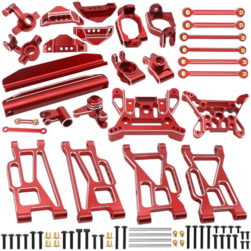 ShareGoo Aluminum Swing Arms & Steering Knuckle Kit & Servo Rod & Shock Tower Compatible with Hyper GO MJX 1/10 10208 Little Monster RC Upgrade Parts