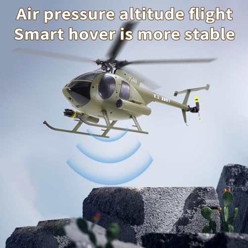 Remote Control Helicopter, C189 MD500 RC Helicopter Model, 1/28 Scale 4CH Single-Rotor Helicopters with 6-Axis Gyro and Brushless Motor, 2.4GHz RC Aircraft for Adults, 2 Batteries (Green) - color: Green