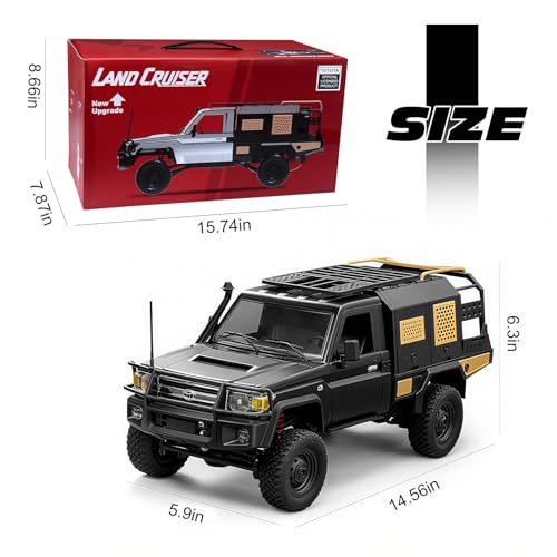 jaming WPL MN82S 1/12 RC Rock Crawler, 2.4Ghz Remote Control Truck, 4WD Off-Road RC Pickup with LED Lights Hobby Grade Toy Gifts for Adults Kids (MN-82S LC79) - color: Black
