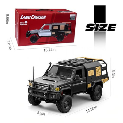 jaming WPL MN82S 1/12 RC Rock Crawler, 2.4Ghz Remote Control Truck, 4WD Off-Road RC Pickup with LED Lights Hobby Grade Toy Gifts for Adults Kids (MN-82S LC79) - color: Black