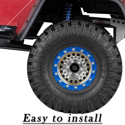 1.9 Beadlock Tire for 1/10 RC Crawler SCX10 90046 AX103007 TRX4 TRX6 Gen7 8 D90 VS4-10 MST CFX, Aluminum Deep Wheel w/Rubber Tires&Super Heavy Brass,1.9" Wheels and Tires,Silver - color: Silver（4pcs）
