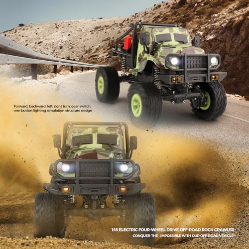 GoolRC Remote Control Car, WLtoys 184021 RC Cars, 1/18 Scale 2.4GHz RC Crawler, 4WD All Terrain Off Road Monster Truck, Two-Speed Shift RC Rock Crawler with LED Searchlight for Teens and Adults