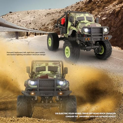 GoolRC Remote Control Car, WLtoys 184021 RC Cars, 1/18 Scale 2.4GHz RC Crawler, 4WD All Terrain Off Road Monster Truck, Two-Speed Shift RC Rock Crawler with LED Searchlight for Teens and Adults