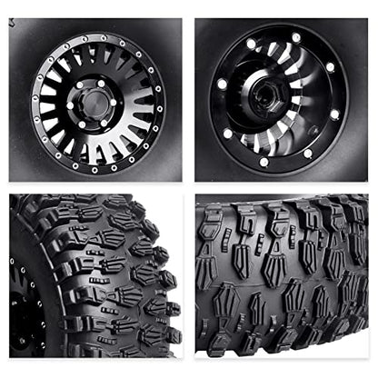 HobbyPark Aluminum 2.2 Beadlock Wheels and Soft Rubber Tires Height 5.67inch/144mm with Foam Inserts Good Grip for 1/10 RC Crawler, w/Beadlocks Mounting Tool, Set of 4