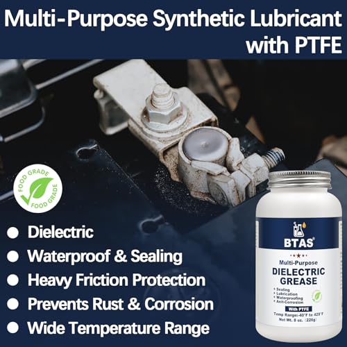 BTAS Dielectric Grease for Automotive Electrical Connectors,Car Battery Terminal Spark Plug Boot Corrosion Preventer Electric Silicone Paste,Dialectical Grease of Marine Electronics with PTFE 8 oz - size: 8 oz / 1 Pcs